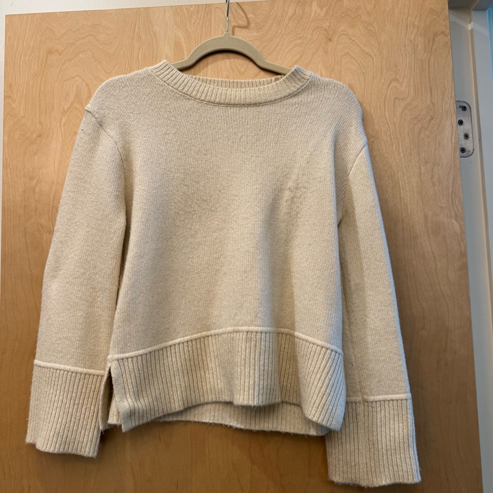 Rachel Zoe Cream Crewneck Sweater with Relaxed Fit